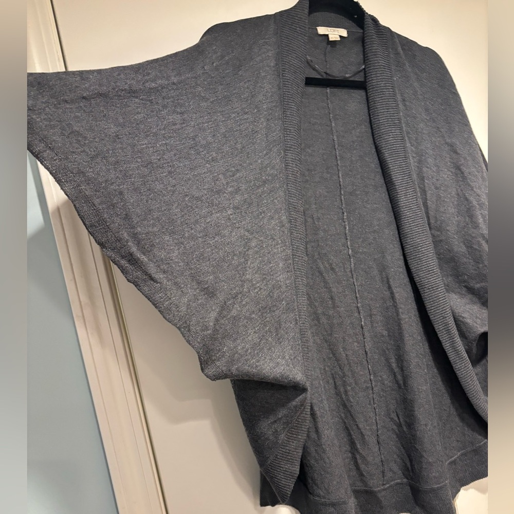 LOFT Charcoal Women's Poncho - Picture 2 of 4